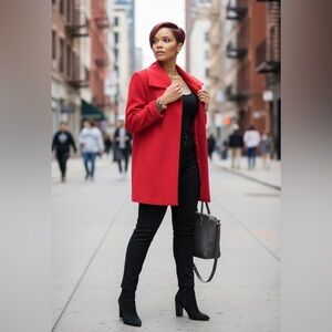 Vibrant Red Jacket With two Side Hip Pockets.